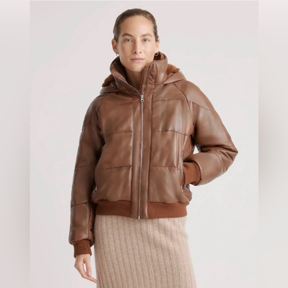 Quince 100% Leather Puffer Jacket - Picture 1 of 3